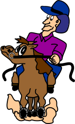 Cartoon of rider stopping horse